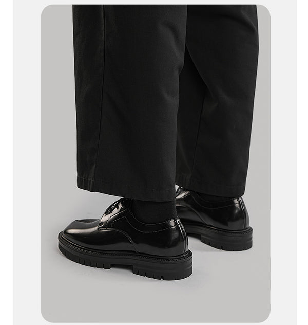 Customized Low-Cut Leather Shoes with Thick Sole and Split Toe Design - Casual Style for Men