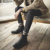 Men's Genuine Leather Mid-Cut Martin Boots in Frosted Black - Stylish & Comfortable Footwear with High-grade Rubber Sole