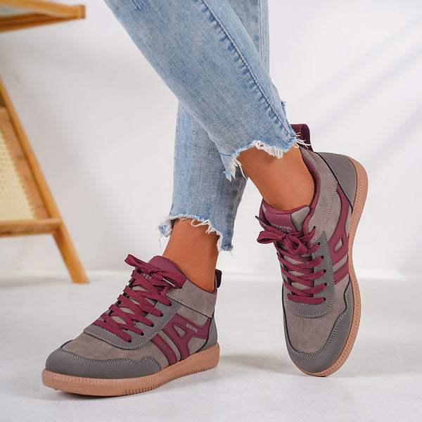 Women's Breathable Flat Skate Shoes in Earthy Tones with Rubber Soles