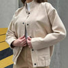 Chic Stand-up Collar Long Sleeve Coat in Lead Gray - Versatile Winter Jacket for Women