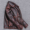 Vintage Thick Leather Jacket in Red Side View - Men's Casual Wear