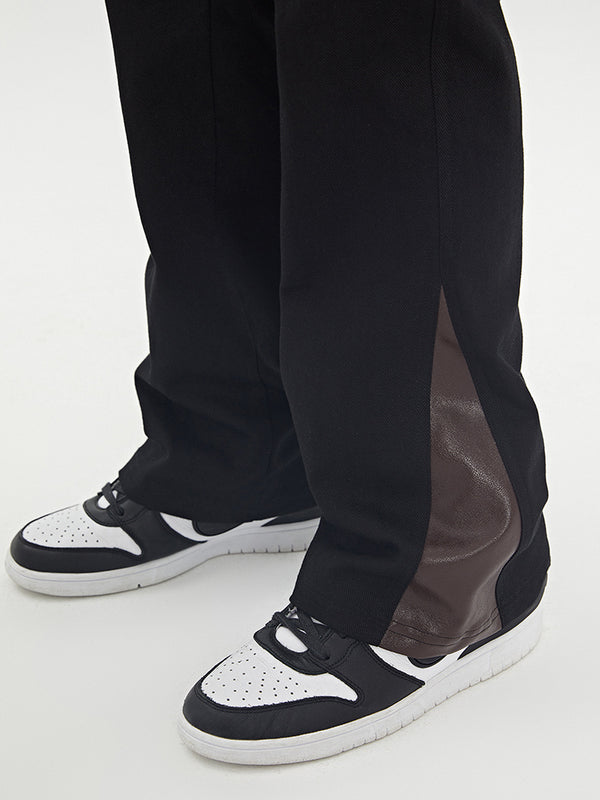Stylish Leather & Twill Cargo Trousers in White and Black - Men's Urban Fashion