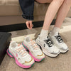 Stylish Women's Mesh Sneakers, Black or Pink, Mid-Top, Lace-Up, Sporty Design