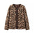 Leopard Print Women's Street Fashion Coat in White and Brown - Trendy Hipster Style in Polyester - Long Sleeve - Sizes S, M, L.