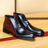 Elegant Men's Bi-color Martin Boots for Business in Semi-Grain Cow Leather - Stylish, Durable, and Comfortable with Rubber Sole.