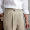 Italian Linen Summer Pants for Men, Solid Color, High Waist, Straight-Leg Style, Lightweight and Breathable, Mr Lusan's.