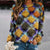 Chic Botanical Print Patchwork Sweater - Trendy Long Sleeve Top
