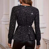 Women's Elegant Long-Sleeve V-Neck Top, Black & Wine Red Options, Slim Fit Pullover with Stitching Detail