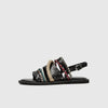 Women's Black Roman Flat Sandals, Genuine Leather, Comfortable Buckle Closure, Classic Design, Sizes 35-39, Ladies Footwear.