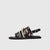 Women's Black Roman Flat Sandals, Genuine Leather, Comfortable Buckle Closure, Classic Design, Sizes 35-39, Ladies Footwear.