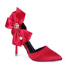 Chic Bow-Accented Ladies' Leather Stiletto Shoes, Pointed Toe High Heels - Elegant and Stylish with Leather Interior - Women's Fashion Statement.
