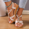 Handmade Beaded Boho Platform Sandals in Creamy White - Non-Slip Stylish Footwear for Women