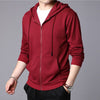 Men's Fleece-Lined Hooded Cardigan: Casual Comfort Pullover in Black, Gray, Red - Plus Size Available