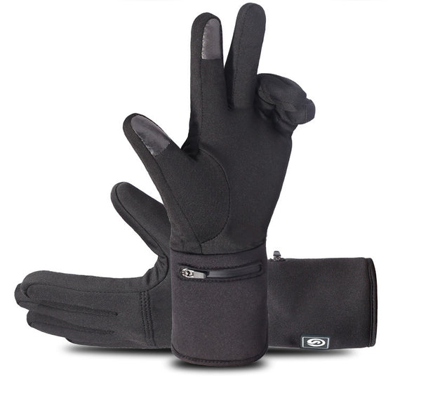Premium Heated Riding Gloves for All-Weather Sports and Mountaineering - Unisex Black Polar Fleece Gloves with Charger for extended warmth.