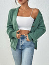 Chic Casual Knit Sweater Coat for Winter - Stylish polyester cardigan with detailed threadwork, perfect for winter.