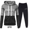 Trendy Two-Piece Tracksuit Set for Women with Cozy Hoodie, Casual Lounge Wear, Fleece Sweater, Polyester Outfit.
