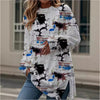 Stylish Women's Round Neck Art Print Tee - White Shirt with Painting Print