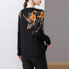 Chic Loose-Fit Long-Sleeved Knit Top in Navy Blue - Women's Casual Fall Sweater with 3D Pattern.