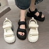 Stylish Women's Muffin Thick-Soled Velcro Beach Sandals - Summer footwear with durable PU upper and grip-boosting thick rubber soles.