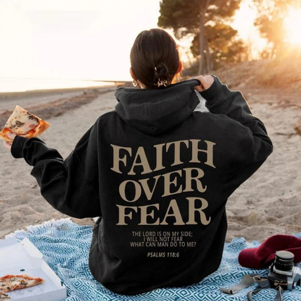 Inspirational "Faith Over Fear" Unisex Hoodie - Soft Cotton Blend Sweatshirt with Empowering Inscription.