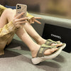 Stylish Thick-Soled Fairy Style Women's Flip-Flops in Black, Yellow & Green - Soft Cloth Lining, Rubber Soles - Sizes 35-40 - Casual Comfort.