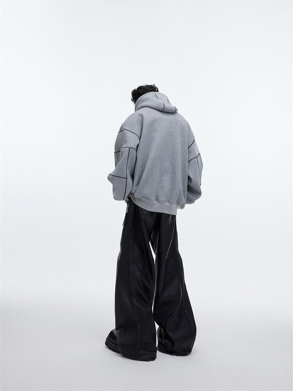 Men's 3D Fleece Hoodie, Charcoal Gray Pullover - Street Style Comfort Wear