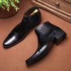 Men's Korean Style Leather Boots - Black & Brown Options - Thick Heel - Comfortable Fit - Martin Boots - Sizes 37-44