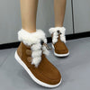 Women's Suede Fleece Winter Boots with Plush Round Toe in Brown and Beige - Women's Winter Fashion Boots with Synthetic Fur Insole - Size 36 to 43