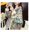 Luxurious Floral Print Velvet-Lined Women's Hoodie in Black, Gray, or White