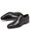 Handcrafted Python Leather Men's Business Shoes - Black Goodyear Welted Suit Shoes