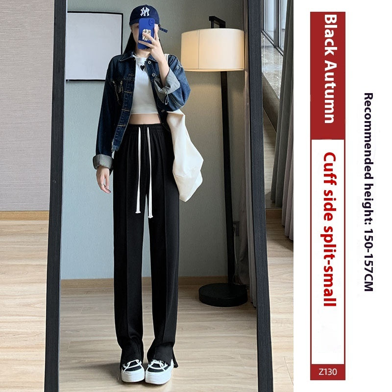 Sports Straight Loose Casual Slit Wide Leg Pants