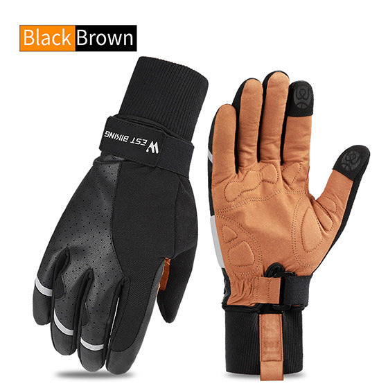 Touchscreen Compatible Fleece-Lined Winter Gloves in Black and Yellow