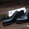 Handcrafted Men's Lizard Leather Derby Shoes in Black, Size 37-44