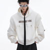 Korean-Style Men's Slim-Fit PU Leather Jacket, Fall/Spring Fashion, Milky White, Brown, Black, Regular Fit, Side Seam Pocket.