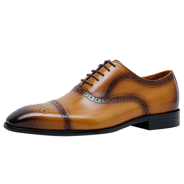 Elegant Men's Formal Pointed-Toe Leather Shoes in Black, Brown, or Coffee - Stylish and comfortable formal footwear for men.