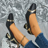 Chic glitter block heel pumps with square toe, perfect for all-season wear and stylish comfort at any event.