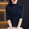 Fashionable Half-Sleeve Turtleneck Women's Sweater in Spring Colors
