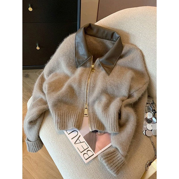 Cozy Style Elegant Cardigan in Red, Brown, Apricot, and Black - Women's Polyester Sweater S-2XL