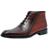 Elegant Men's Bi-color Martin Boots for Business in Semi-Grain Cow Leather with Rubber Sole