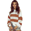 Effortlessly Chic Striped & Plaid Women's Long Sleeve Top - Cozy & Stylish Contrast-Color Fall Fashion