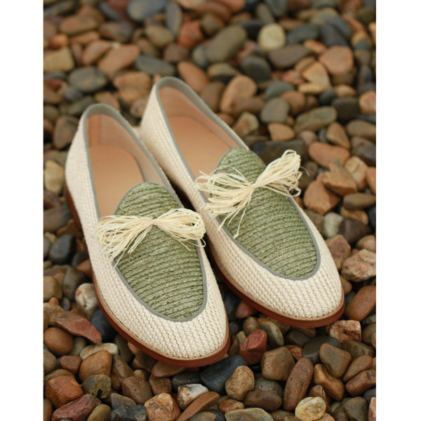 Men's Army Green Linen Loafers - Stylish & Durable Summer Shoes