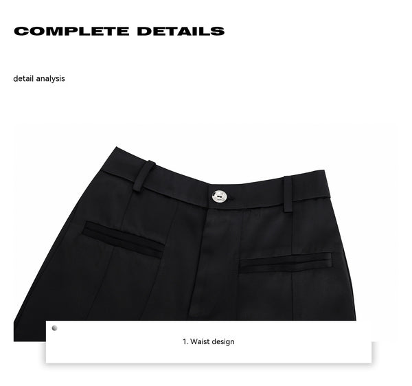Tailored Loose-Fit Zip Suit Pants in High industry fashion - Solid color, Polyester and Cotton blend, Office wear style