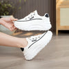 Trendy Korean-style lightweight running shoes in black, white, and red for versatile styling. Perfect for athletic activities & casual wear.