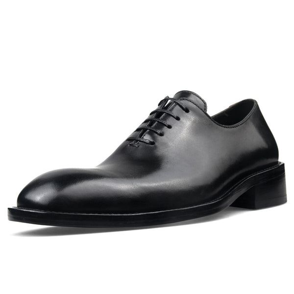 Handcrafted Men's Black Leather Business Shoes, Breathable Lace-up Design - Sizes 37-46