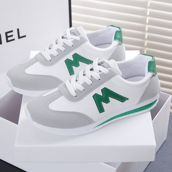 Stylish Korean PU Leather Running Shoes - Red Green Black