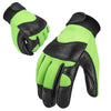 Eco-Friendly Deerskin Cycling & Fitness Gloves in Yellow and Green - Color-Matching Design, Comfortable Fit - Ideal for Outdoor Sports, Cycling.