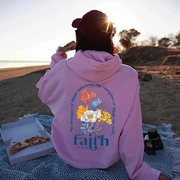 Christian Aesthetic Hoodie with Bible Verse Print in Grey - Women's Polyester Pullover - XS to 3XL Sizes