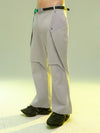 Chic Minimalist Suit Pants, White Gray Unisex Style, Loose Fit Double-layer Autumn Fashion, Polyamide Spandex Blend.