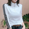 Women's Zip-Up Retro Shirt in Chenille Fabric - Black, White, or Rose Red - Sizes M to 5XL - Trendy Long-Sleeved Top