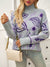 Chic Turtleneck Jacquard Pullover Sweater - Light Gray Polyester - Women's Fashion Statement Piece